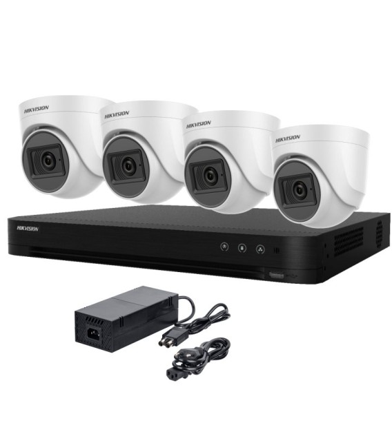 Kit de vigilancia Hikvision – 4 cámaras domo de 5mpx/2.8 mm + grabador