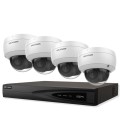 Kit de vigilância IP Hikvision AcuSense – 4 câmaras dome 4mpx/2,8 mm + gravador IP