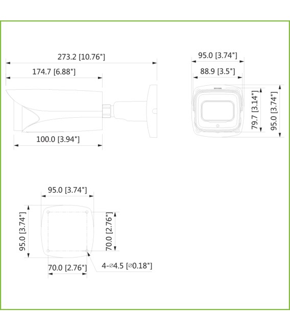 Dahua IPC-HFW5241E-Z12E - Cámara Tubular IP H265 AI 2M DN SMART WDR Starlight 3DNR IR150m 5.3-64VFM IP67 IK10 PoE AUDIO E/S